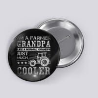 Fathers Day Gift Idea Grandpa Tractor Farmer Button