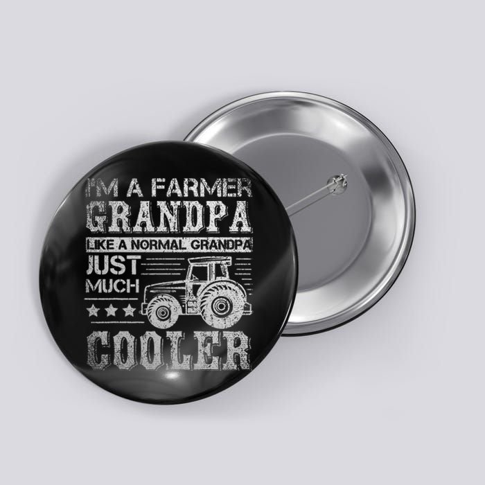 Fathers Day Gift Idea Grandpa Tractor Farmer Button