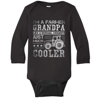 Fathers Day Gift Idea Grandpa Tractor Farmer Baby Long Sleeve Bodysuit