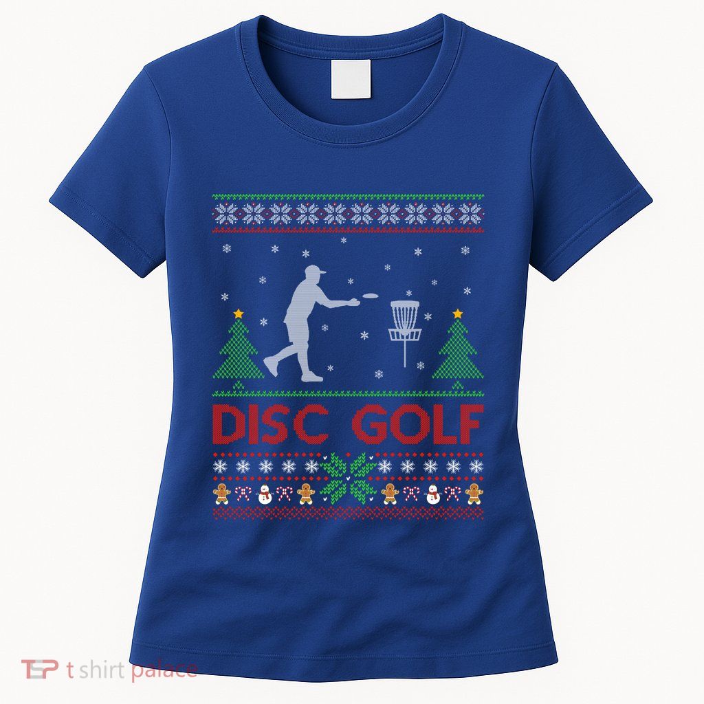 Funny Disc Golf Sports Lover Santa Ugly Disc Golf Christmas Funny Gift Womens T-Shirt