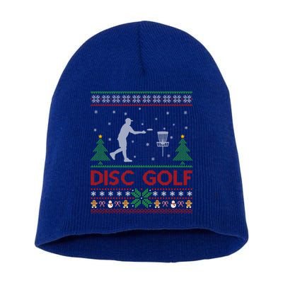 Funny Disc Golf Sports Lover Santa Ugly Disc Golf Christmas Funny Gift Short Acrylic Beanie