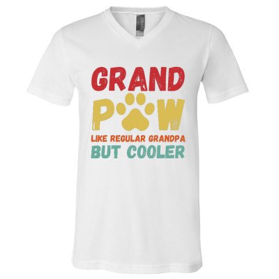 Fathers Day Gift Grandpaw Like Regular Grandpa But Cooler V-Neck T-Shirt