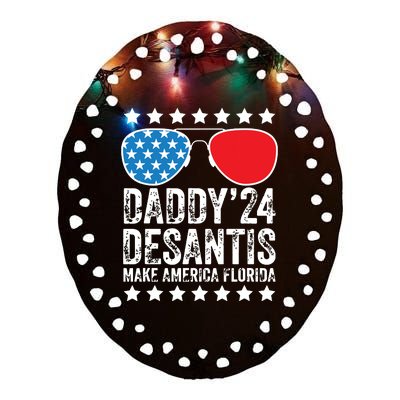 Fathers Day Gift Daddy 2024 Desantis Make America Florida Ceramic Oval Ornament