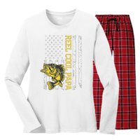 Father's Day Gifts Funny Fishing Reel Cool Papa Dad Joke Women's Long Sleeve Flannel Pajama Set 