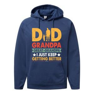 Funny Dad Great Grandpa For Fathers Day Performance Fleece Hoodie