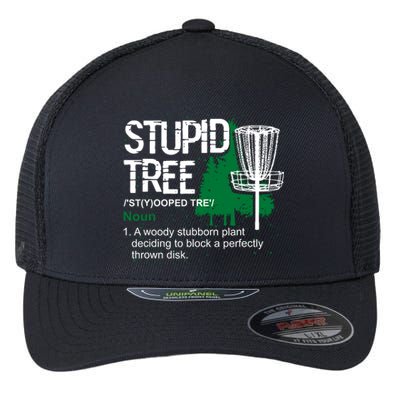 Funny Disc Golfer Gift Outdoor Sports Stupid Tree Disc Golf Flexfit Unipanel Trucker Cap