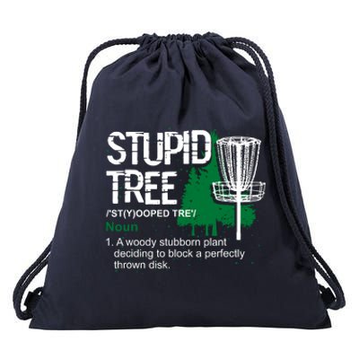 Funny Disc Golfer Gift Outdoor Sports Stupid Tree Disc Golf Drawstring Bag