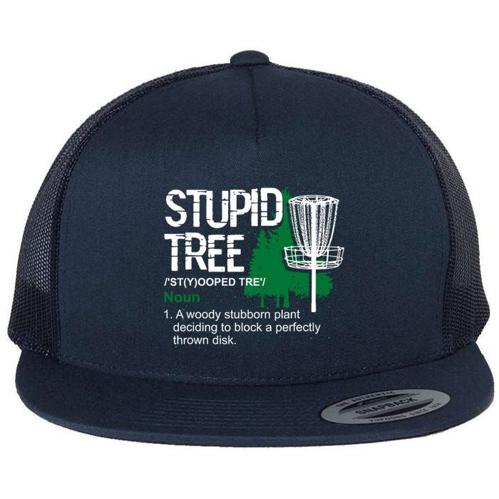 Funny Disc Golfer Gift Outdoor Sports Stupid Tree Disc Golf Flat Bill Trucker Hat