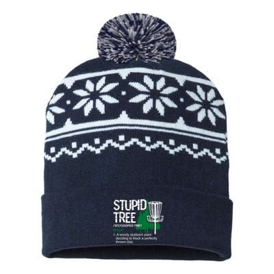 Funny Disc Golfer Gift Outdoor Sports Stupid Tree Disc Golf USA-Made Snowflake Beanie