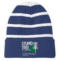 Funny Disc Golfer Gift Outdoor Sports Stupid Tree Disc Golf Striped Beanie with Solid Band