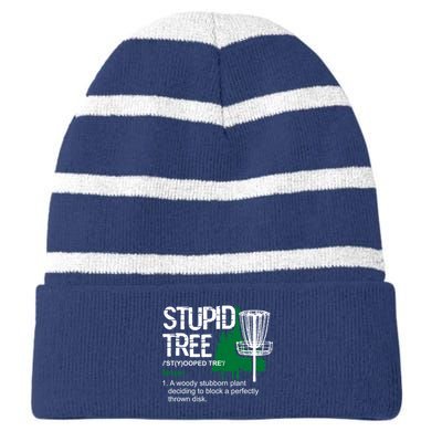 Funny Disc Golfer Gift Outdoor Sports Stupid Tree Disc Golf Striped Beanie with Solid Band