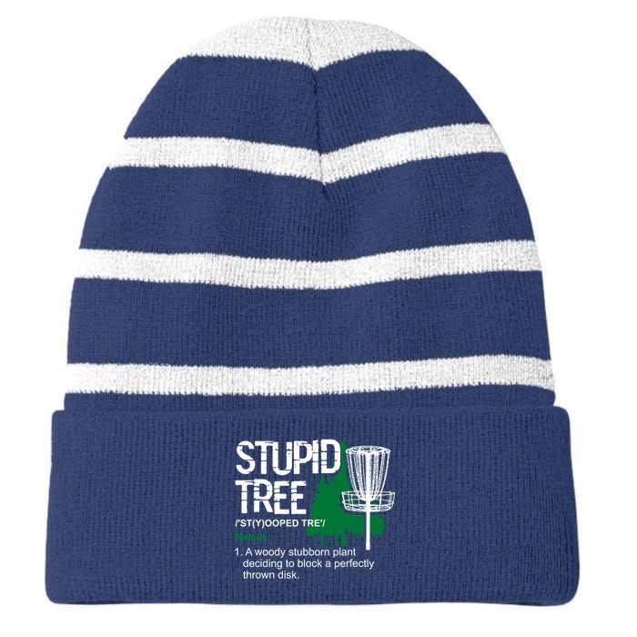 Funny Disc Golfer Gift Outdoor Sports Stupid Tree Disc Golf Striped Beanie with Solid Band