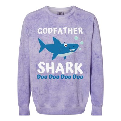 Fathers Day Gift From Godson Goddaughter Godfather Shark Colorblast Crewneck Sweatshirt