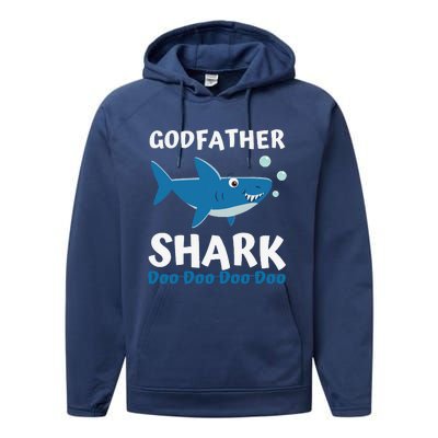 Fathers Day Gift From Godson Goddaughter Godfather Shark Performance Fleece Hoodie