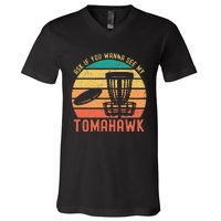 Funny Disc Golf Sport See My Tomahawk Retro Frissbee Golf V-Neck T-Shirt