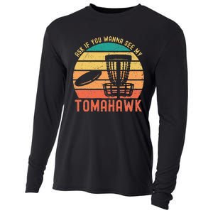 Funny Disc Golf Sport See My Tomahawk Retro Frissbee Golf Cooling Performance Long Sleeve Crew