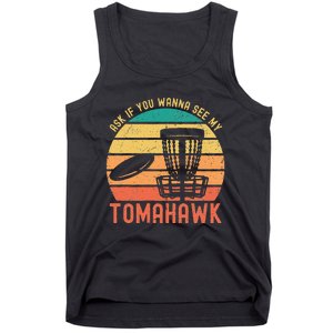 Funny Disc Golf Sport See My Tomahawk Retro Frissbee Golf Tank Top