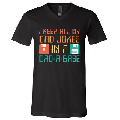 Fathers Day Gift Dad A Base Funny Dad Joke Dad V-Neck T-Shirt