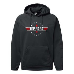 Fathers Day Gift Papa Gift From Grandkids Son Daughter Performance Fleece Hoodie