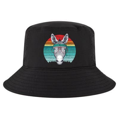 Funny Donkey Gift Vintage Donkey With Glasses Retro Sunset Funny Gift Cool Comfort Performance Bucket Hat