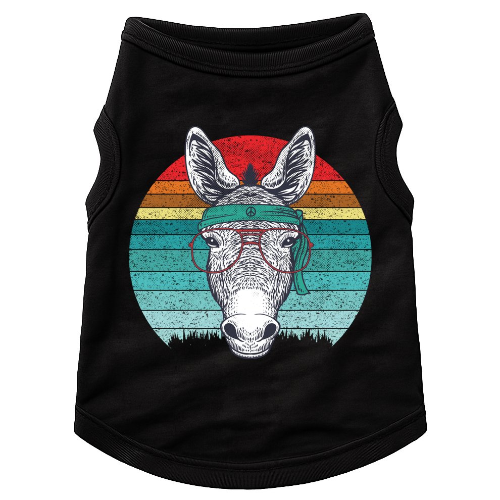 Funny Donkey Gift Vintage Donkey With Glasses Retro Sunset Funny Gift Doggie Tank