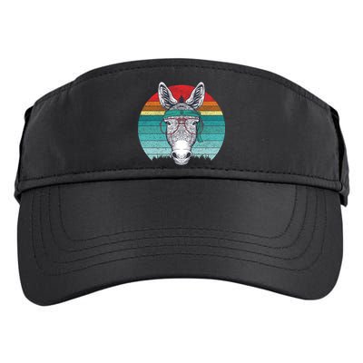 Funny Donkey Gift Vintage Donkey With Glasses Retro Sunset Funny Gift Adult Drive Performance Visor