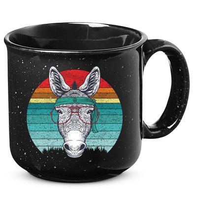 Funny Donkey Gift Vintage Donkey With Glasses Retro Sunset Funny Gift 15oz Campfire Ceramic Mug