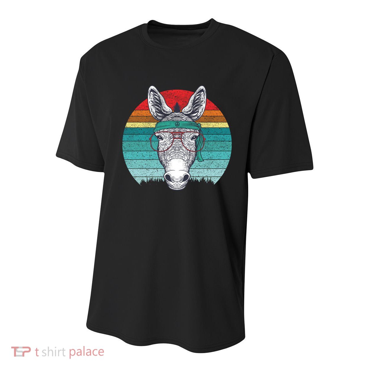 Funny Donkey Gift Vintage Donkey With Glasses Retro Sunset Funny Gift Youth Performance Sprint T-Shirt