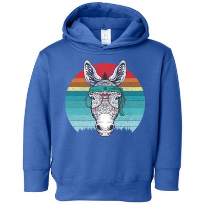 Funny Donkey Gift Vintage Donkey With Glasses Retro Sunset Funny Gift Toddler Hoodie