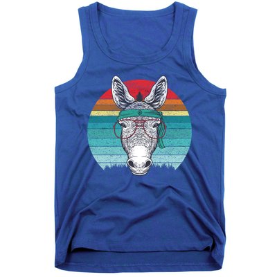 Funny Donkey Gift Vintage Donkey With Glasses Retro Sunset Funny Gift Tank Top