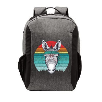 Funny Donkey Gift Vintage Donkey With Glasses Retro Sunset Funny Gift Vector Backpack