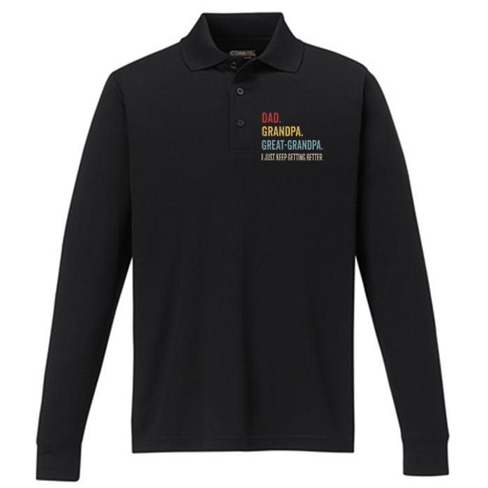 Fathers Day Gift From Grandkids Dad Grandpa Great Performance Long Sleeve Polo