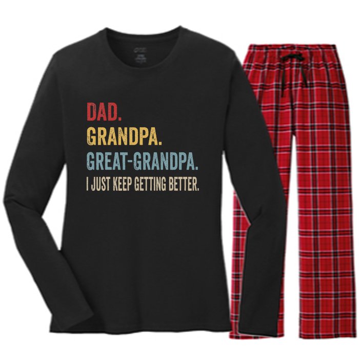 Fathers Day Gift From Grandkids Dad Grandpa Great Women's Long Sleeve Flannel Pajama Set 