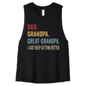 Fathers Day Gift From Grandkids Dad Grandpa Great Women's Racerback Cropped Tank