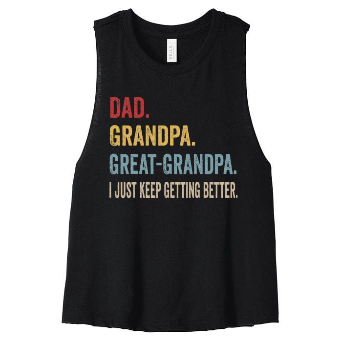 Fathers Day Gift From Grandkids Dad Grandpa Great Women's Racerback Cropped Tank