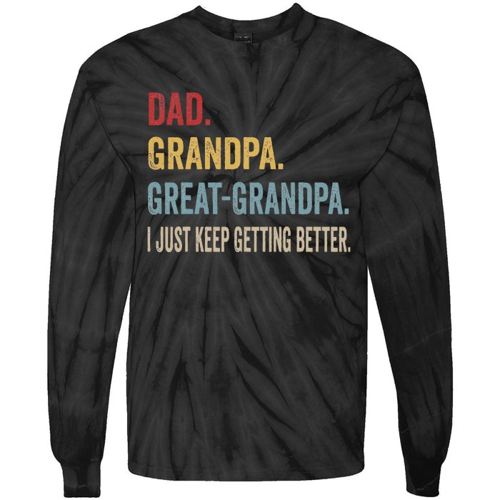 Fathers Day Gift From Grandkids Dad Grandpa Great Tie-Dye Long Sleeve Shirt