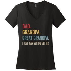 Fathers Day Gift From Grandkids Dad Grandpa Great Women's V-Neck T-Shirt