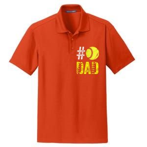 Fathers Day Gift Number One Softball Dad Cute Gift Dry Zone Grid Polo