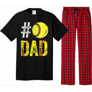 Fathers Day Gift Number One Softball Dad Cute Gift Pajama Set