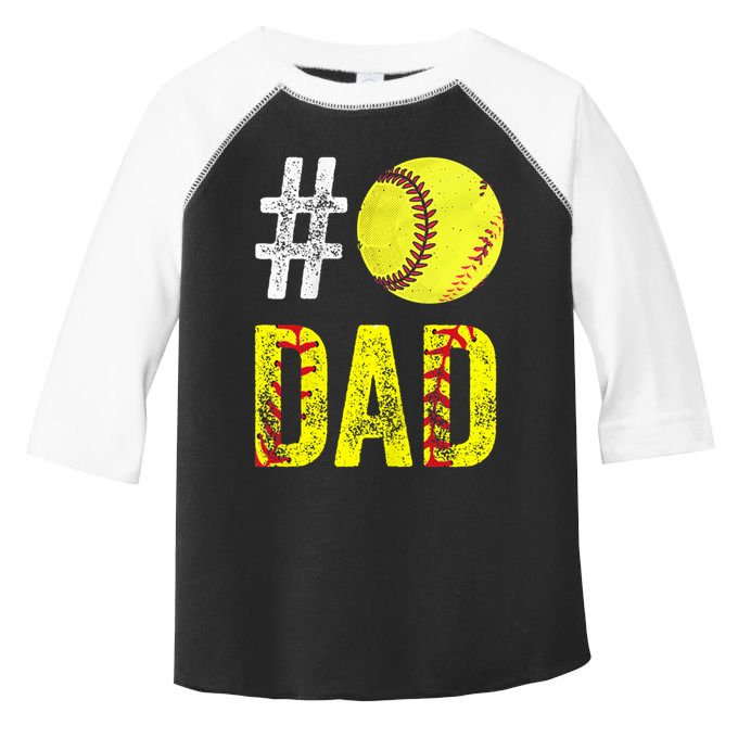 Fathers Day Gift Number One Softball Dad Cute Gift Toddler Fine Jersey T-Shirt