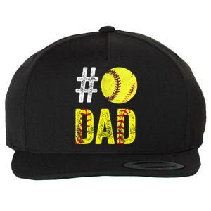 Fathers Day Gift Number One Softball Dad Cute Gift Wool Snapback Cap