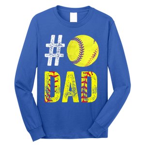 Fathers Day Gift Number One Softball Dad Cute Gift Long Sleeve Shirt