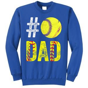 Fathers Day Gift Number One Softball Dad Cute Gift Sweatshirt