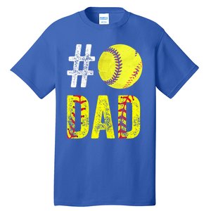 Fathers Day Gift Number One Softball Dad Cute Gift Tall T-Shirt