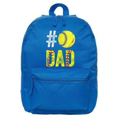 Fathers Day Gift Number One Softball Dad Cute Gift 16 in Basic Backpack