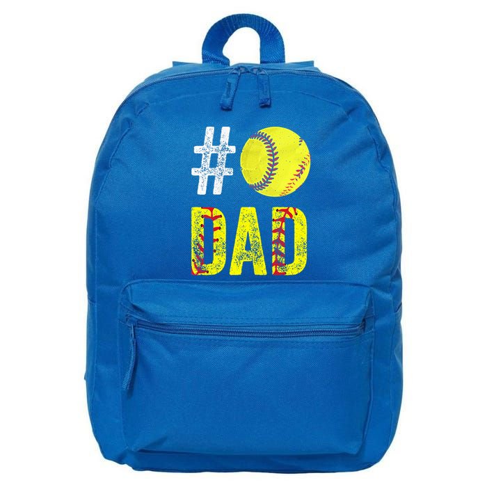 Fathers Day Gift Number One Softball Dad Cute Gift 16 in Basic Backpack