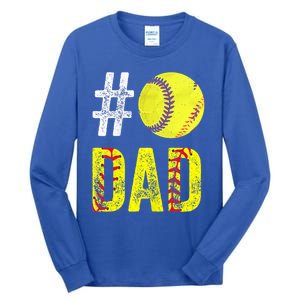 Fathers Day Gift Number One Softball Dad Cute Gift Tall Long Sleeve T-Shirt