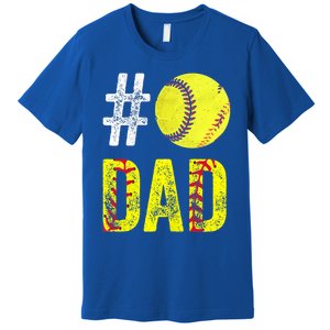 Fathers Day Gift Number One Softball Dad Cute Gift Premium T-Shirt