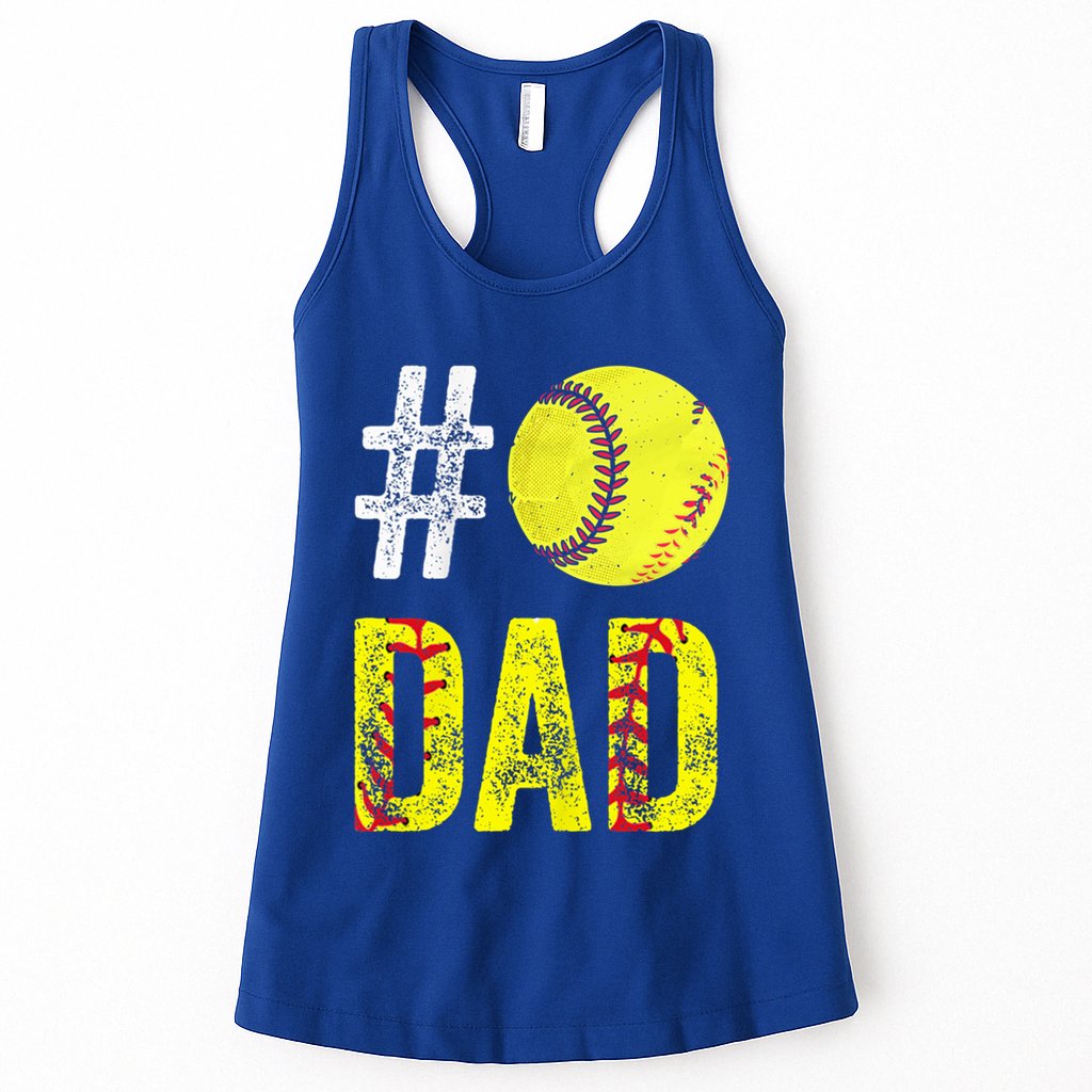 Fathers Day Gift Number One Softball Dad Cute Gift Womens Tank Top