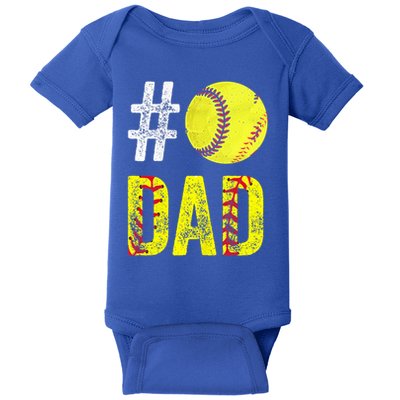 Fathers Day Gift Number One Softball Dad Cute Gift Baby Bodysuit